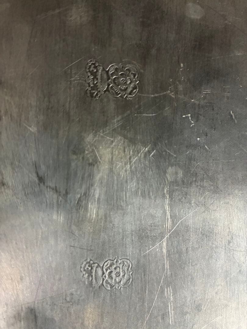 【超大判】フランス購入 花リム平皿 ピューター