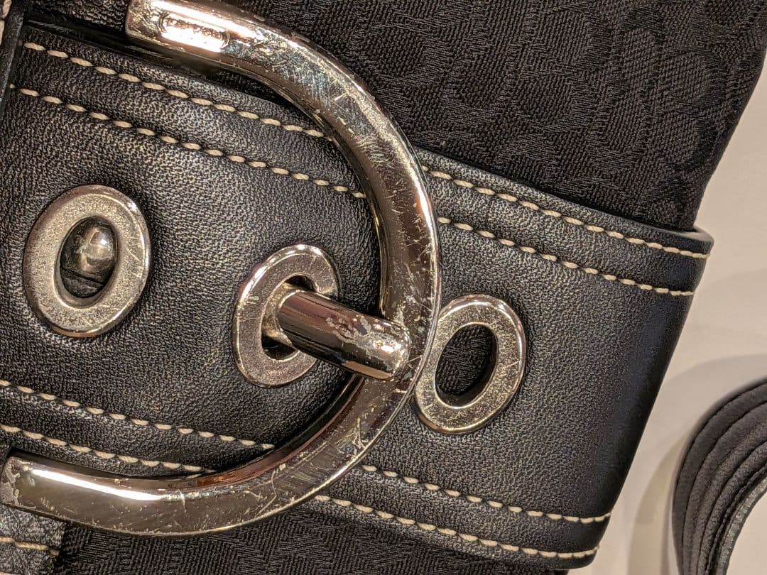 コーチCOACH ショルダーバッグ　レザー　キャンバス　シグネチャー　黒