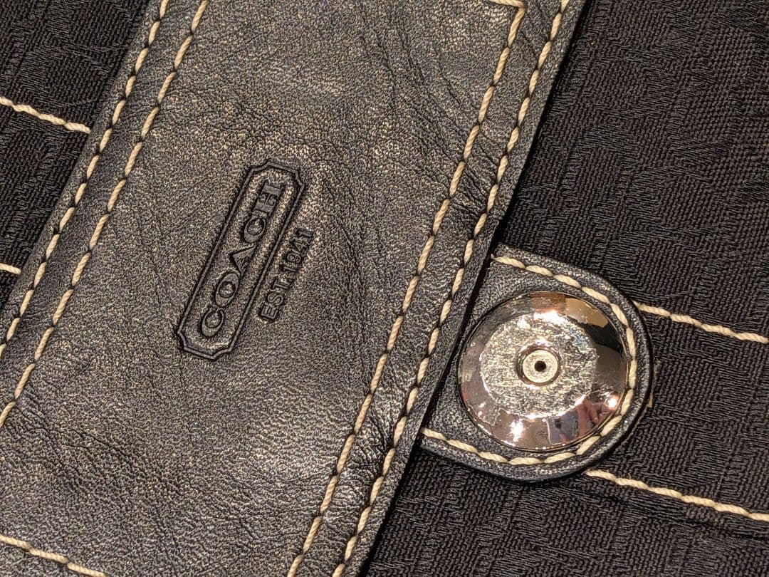 コーチCOACH ショルダーバッグ　レザー　キャンバス　シグネチャー　黒