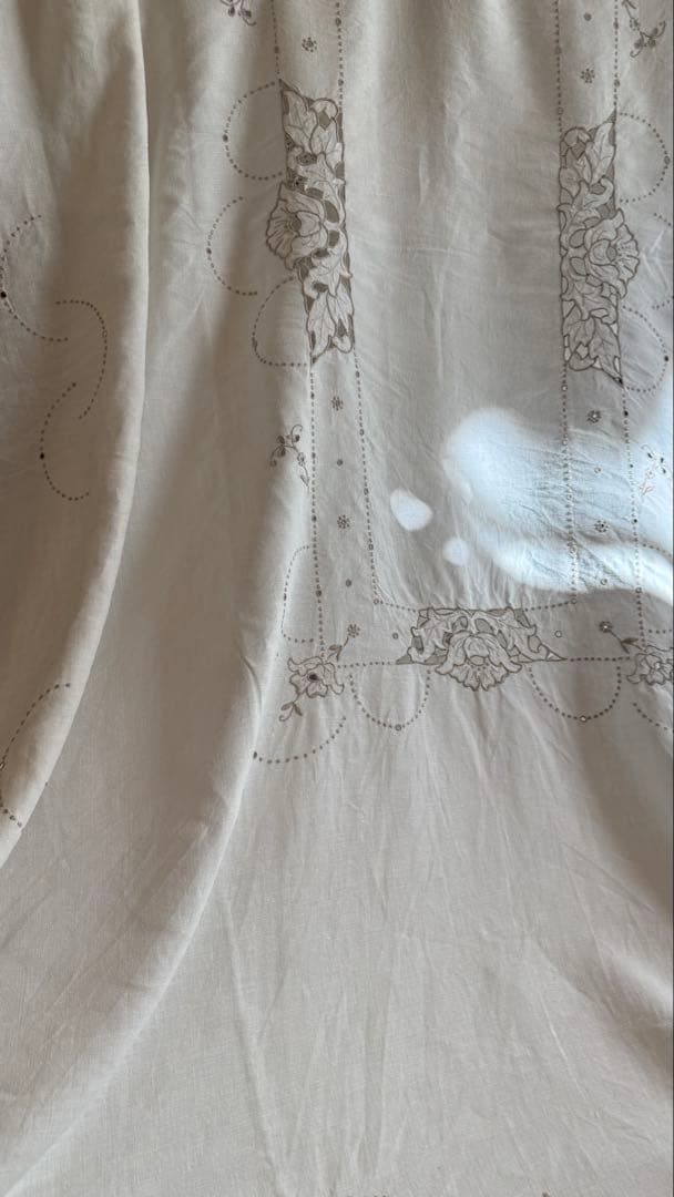 SALE❣️アンティークஐ花柄刺繍の大判クロスஐフランスお買い得