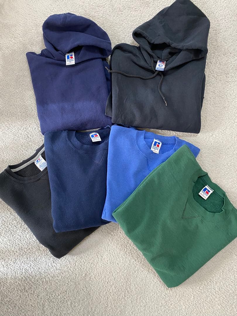 【90s USA製】ラッセルアスレチック　無地スウェット　前V ブルー