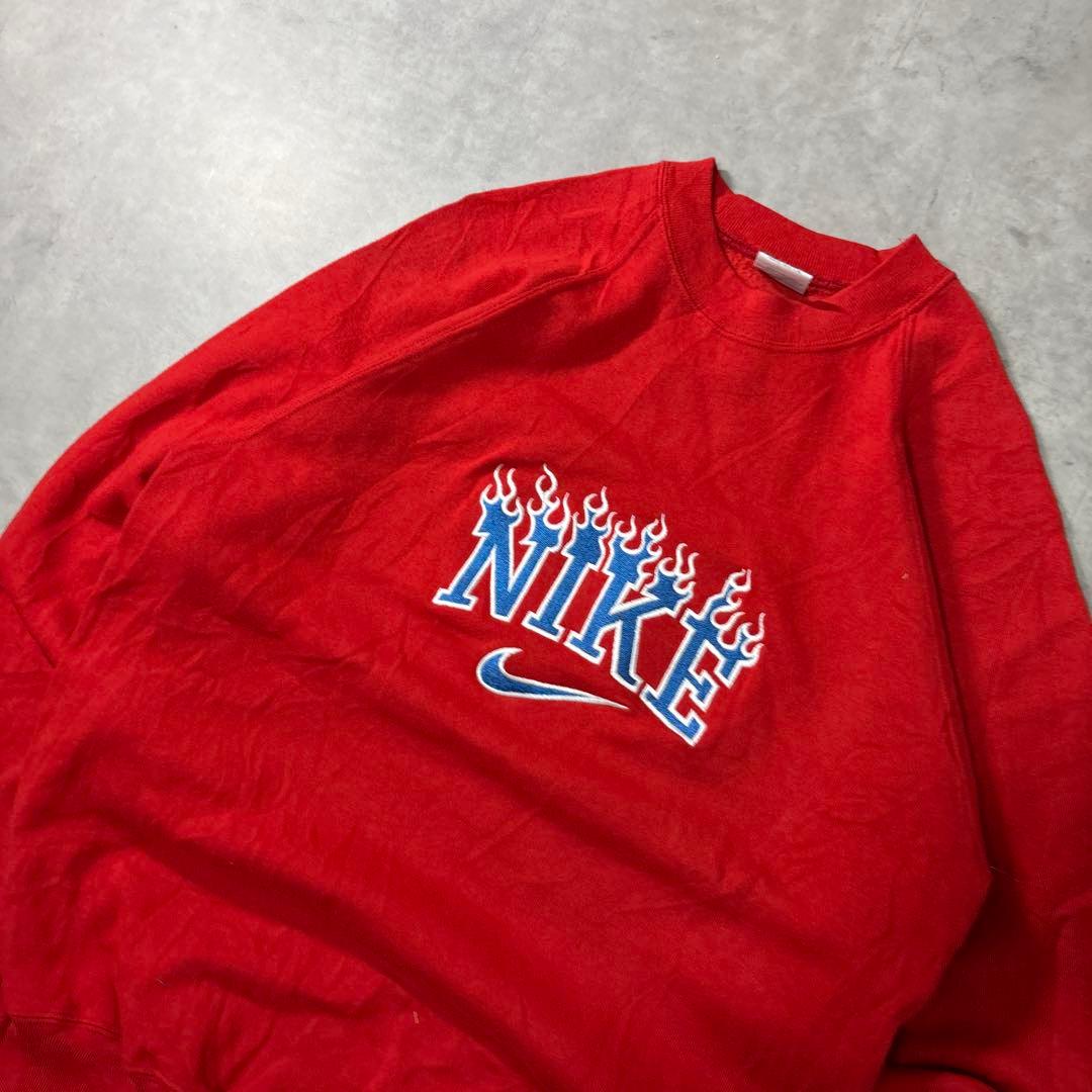 NIKE 90s スウェット トレーナー 刺繍ロゴ ファイヤー オレンジ M