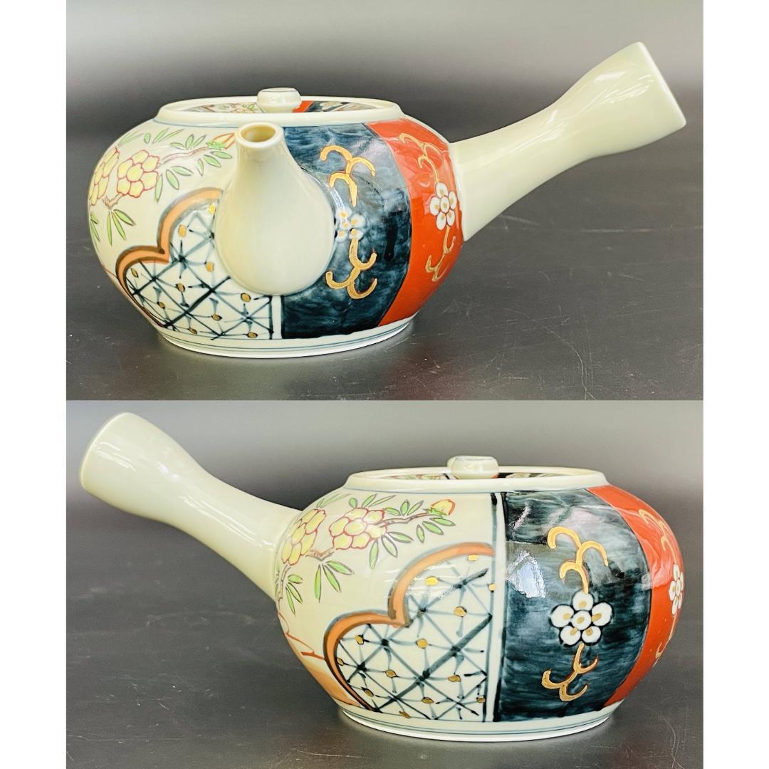 錦古伊万里 茶器揃 有田焼 林九郎作 急須 煎茶碗5客 未使用保管品R8SB93