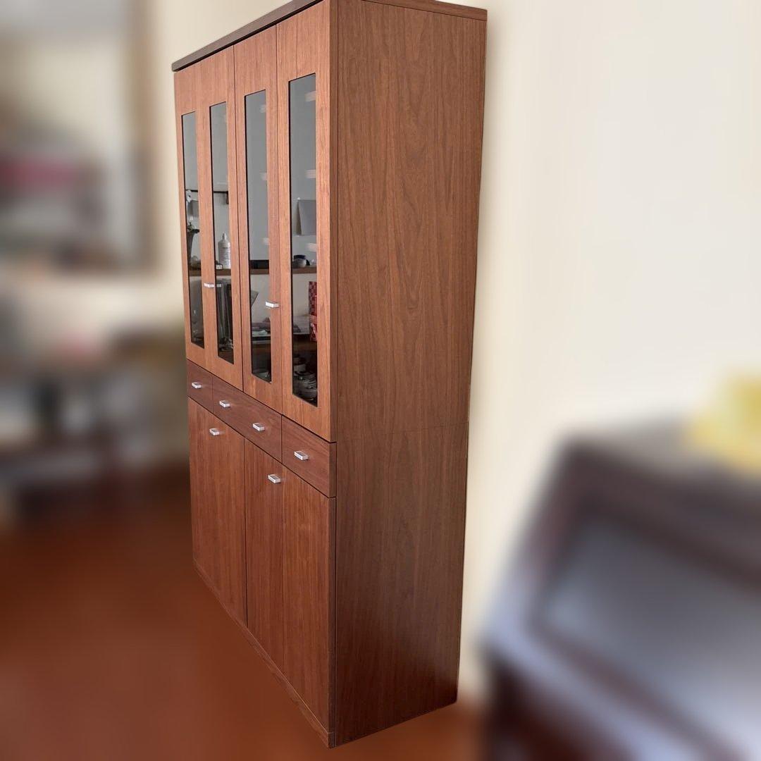 美品ACTUS購入 日本製 食器棚 本棚シェルフ引き出し収納 稼動棚カップボード