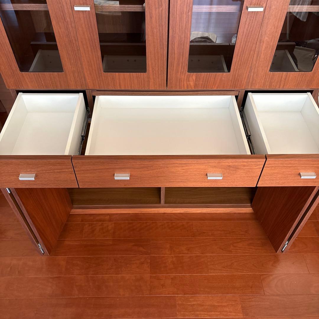 美品ACTUS購入 日本製 食器棚 本棚シェルフ引き出し収納 稼動棚カップボード