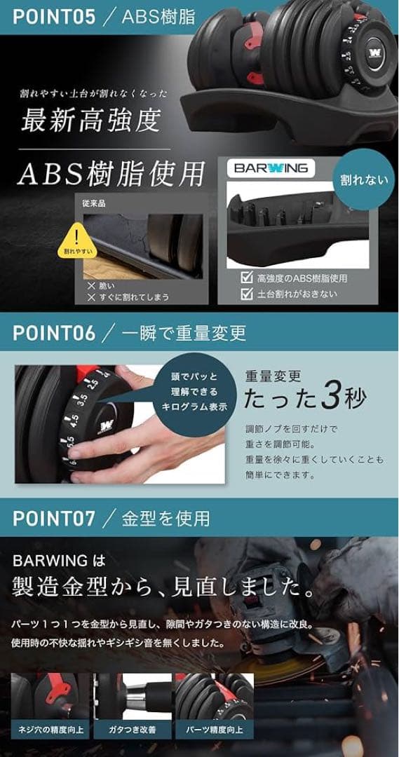 BARWING 可変式ダンベル24キロ二つ