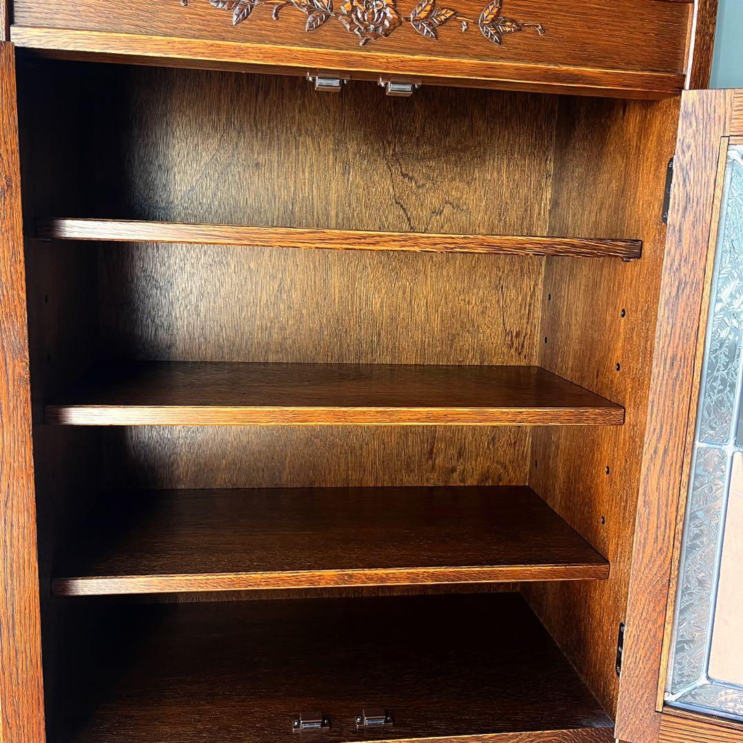 取付無料！三越家具 ブルージュ 天然木ステンドグラス扉アンティークキャビネット✨