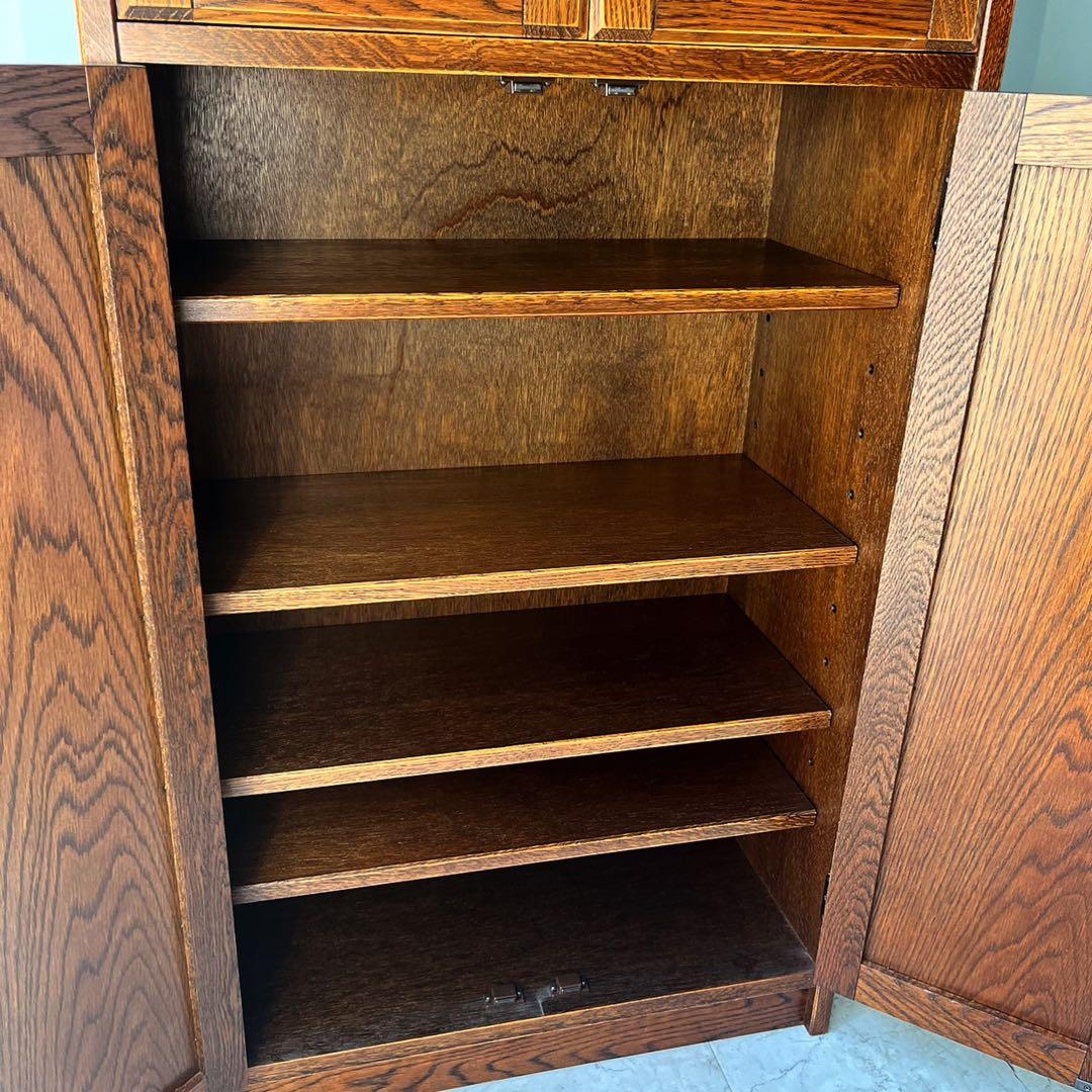 取付無料！三越家具 ブルージュ 天然木ステンドグラス扉アンティークキャビネット✨