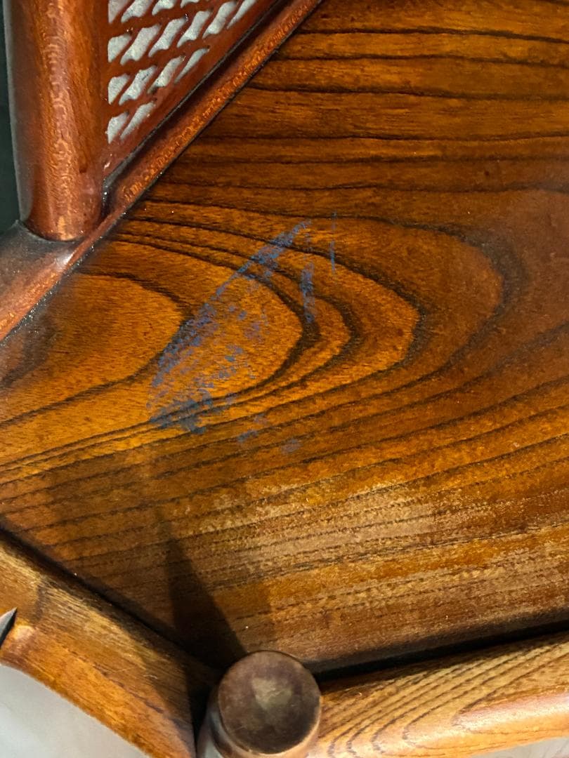 【極美品】高級唐木家具 欅（ケヤキ）コーナーラック 竹節彫り 透かし彫り 飾り棚