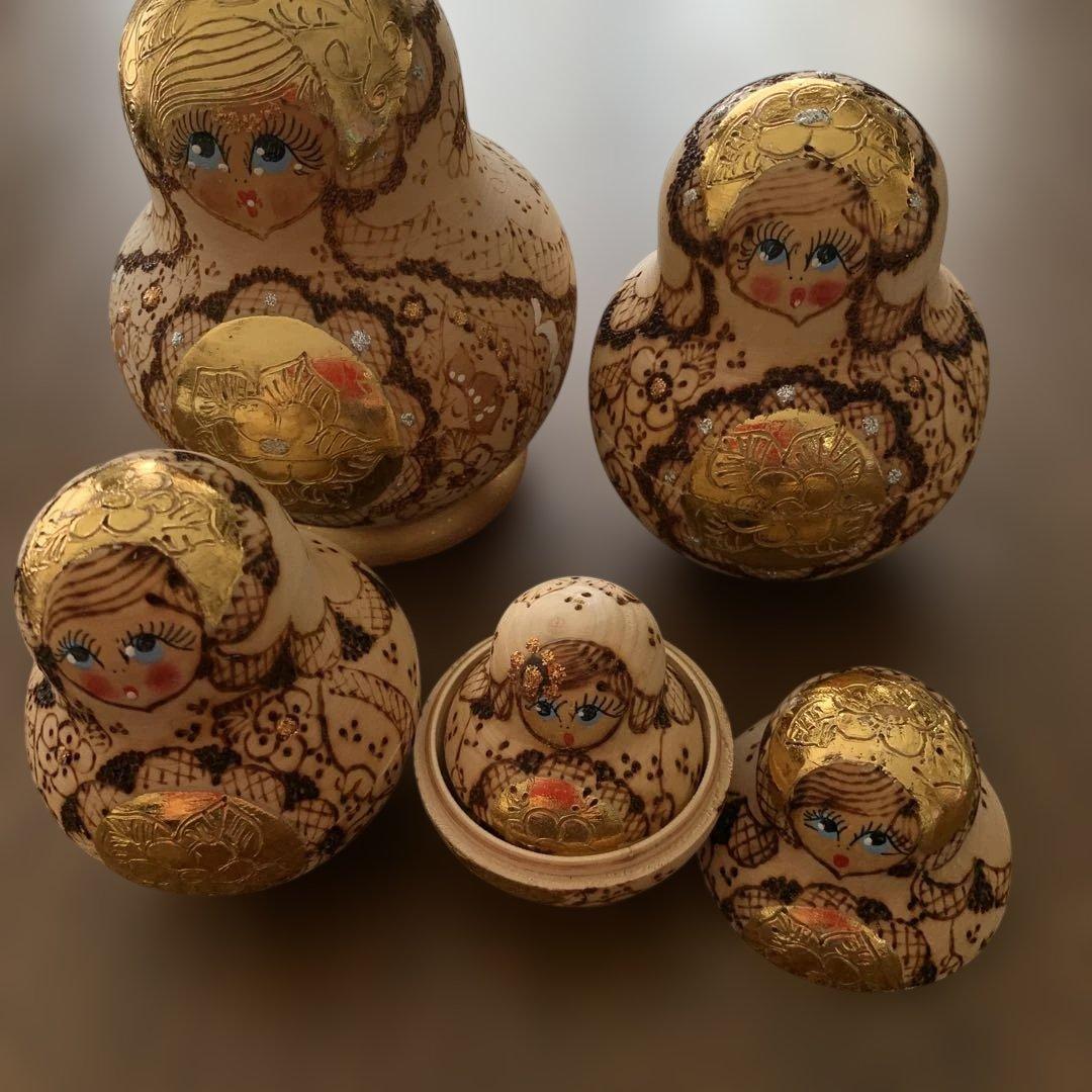 木製金彩使用⭐️マトリョーシカ⭐️全8体⭐️超美品