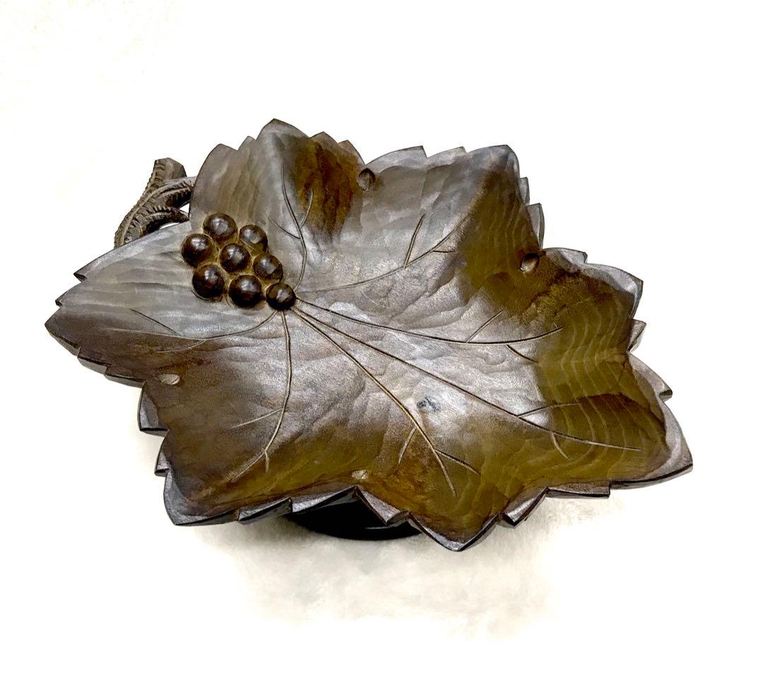 希少リュージュ葡萄木彫り回転式オルゴールフルーツスタンド高級ヴィンテージレア彫刻