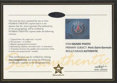 パリ・サンジェルマン FC チーム直筆サイン入り写真 ブッフォン SA鑑定済