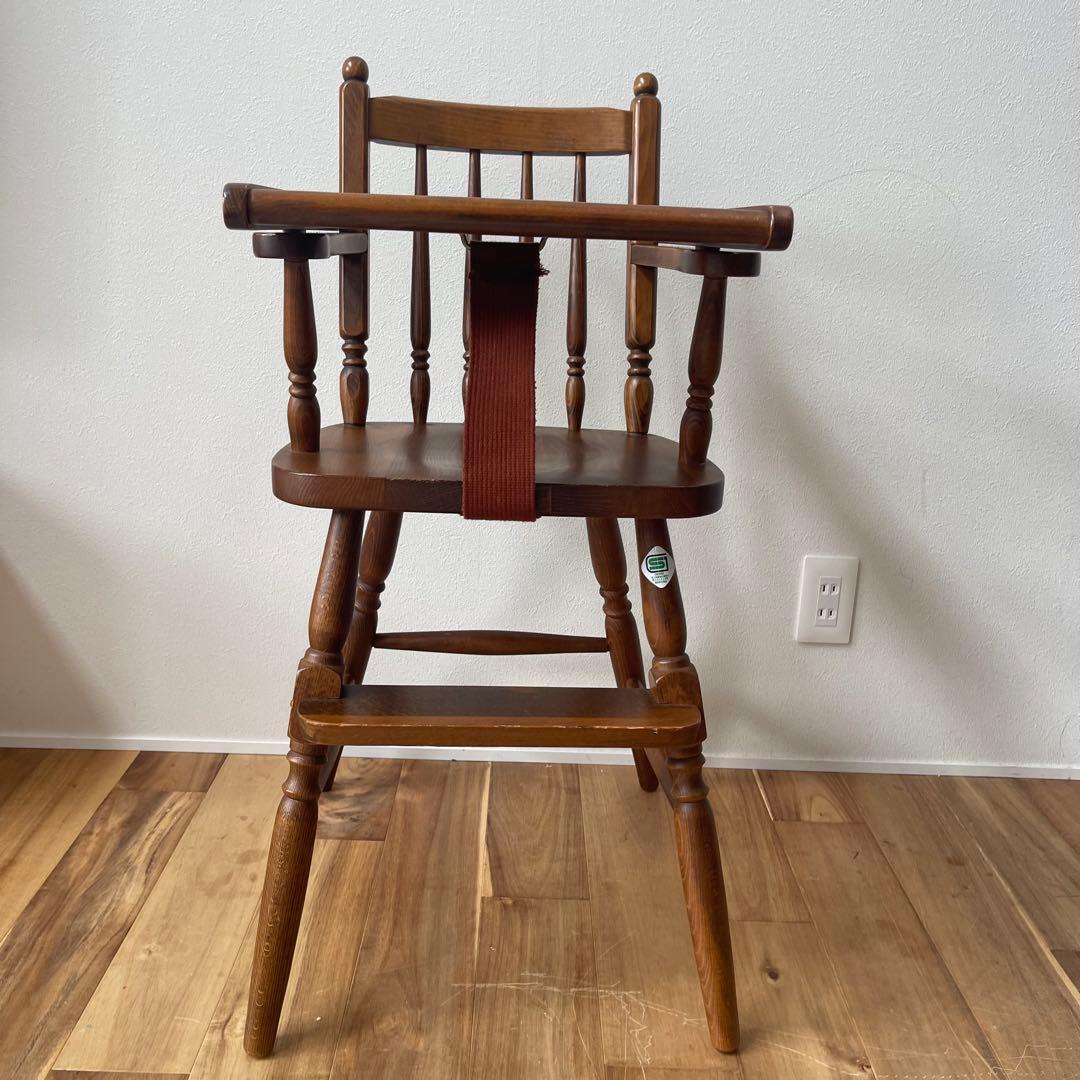 【美品アンティーク】柏木工 ベビーチェア no.6 ブラウン テーブル ベルト付