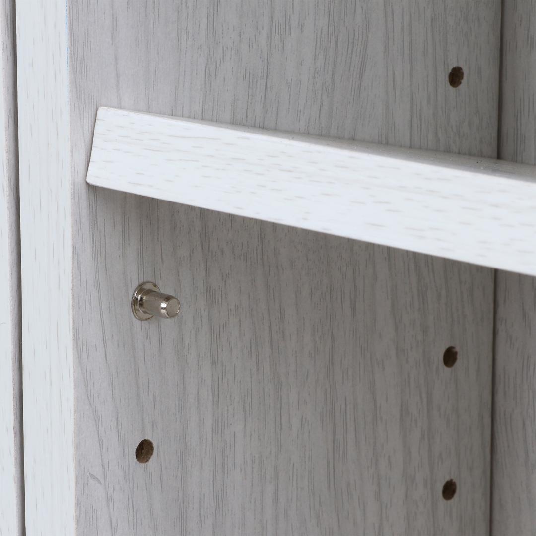 ダブルスライド収納棚 W90 ホワイトウォッシュ