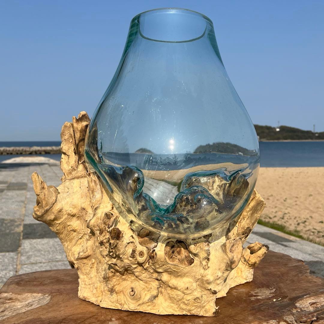 超超特大流木ガラスオブジェWB 花瓶 金魚鉢 水槽 苔リウム メダカ容器 超大型