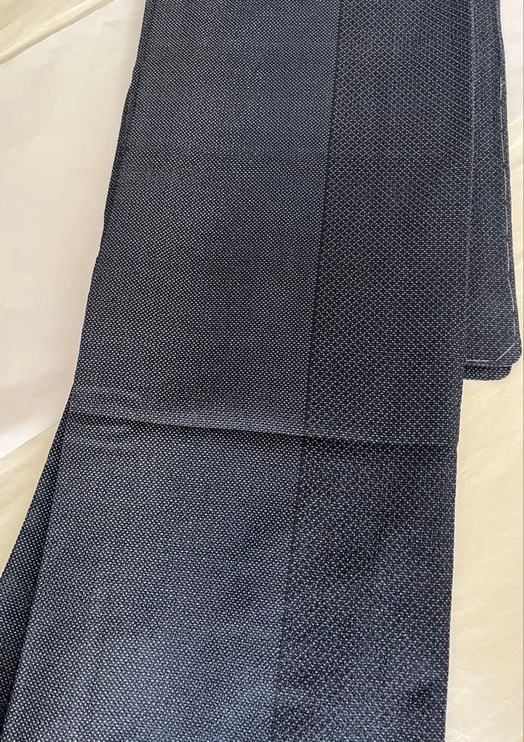 本塩沢　単衣　縦縞　しつけ付　未着用