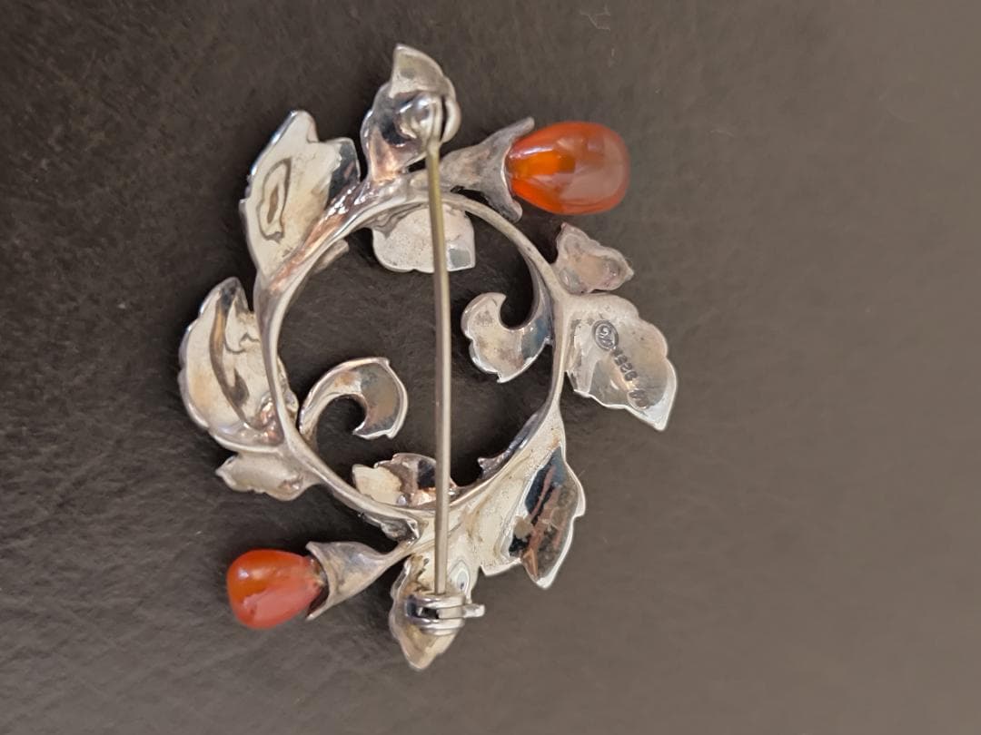 碌山 ROKUZAN ロクザン メノウ　ケシパール 925 シルバー　ブローチ