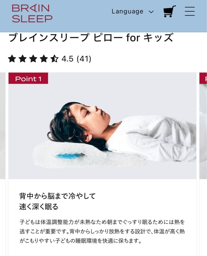 【美品】ブレインスリープ ピロー キッズ / ほぼ未使用 / 専用バッグ付