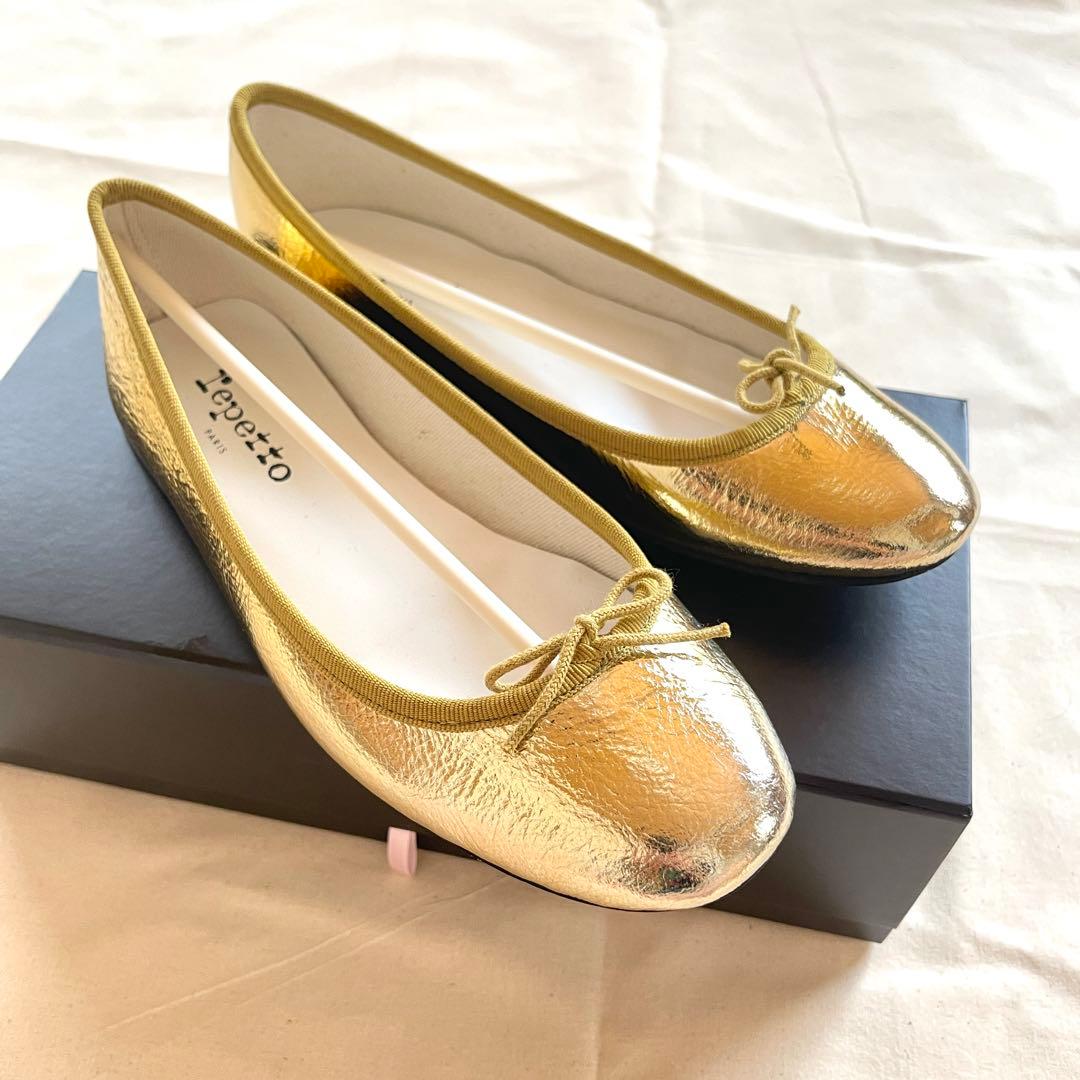 【新品未使用】Repetto ゴールド バレエシューズCendrillon 37