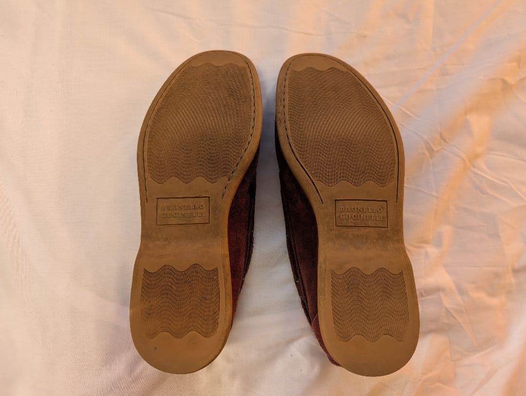 ブルネロクチネリ スエード シューズ バーガンディ 42.5 付属品あり