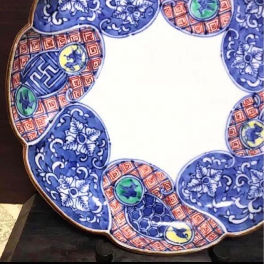 未使用保管品✨清水焼 雲泉 5.8号皿 彩色輪花捻祥瑞 単品✨京焼 加藤雲泉 皿