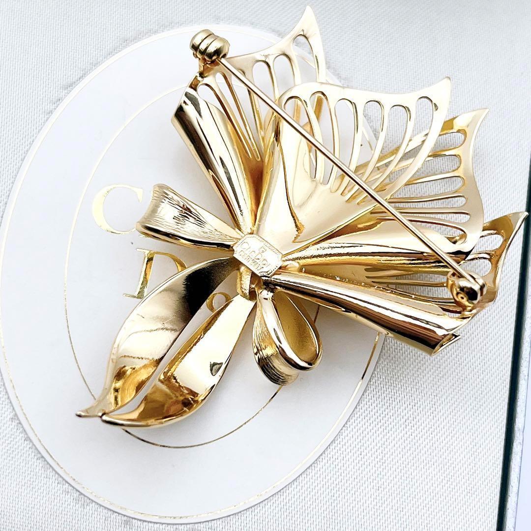 2186　保存箱付き美品✨Dior　ブローチ　大ぶり　CD　ロゴ　希少　刻印