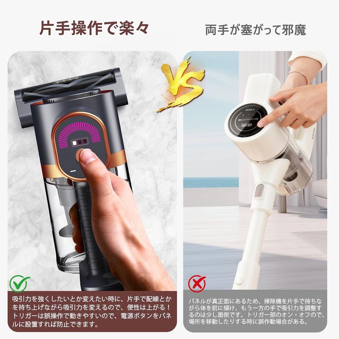 掃除機 コードレス　75Kpa 強力吸引　超軽量　自立式　LED 充電スタンド