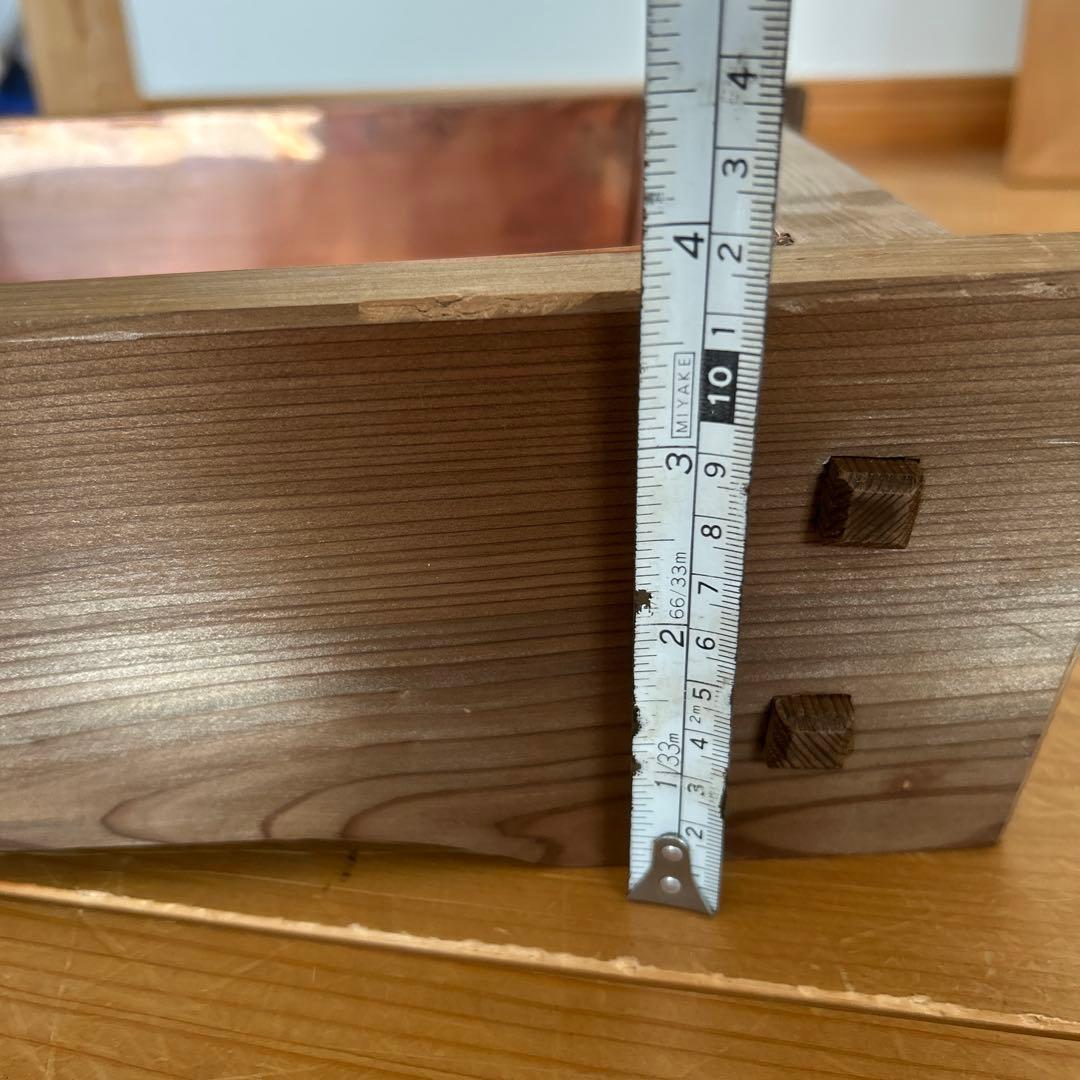 レア！！！！！ビンテージ 水盤（木枠、銅板）木製花器、水盤 木枠 銅板