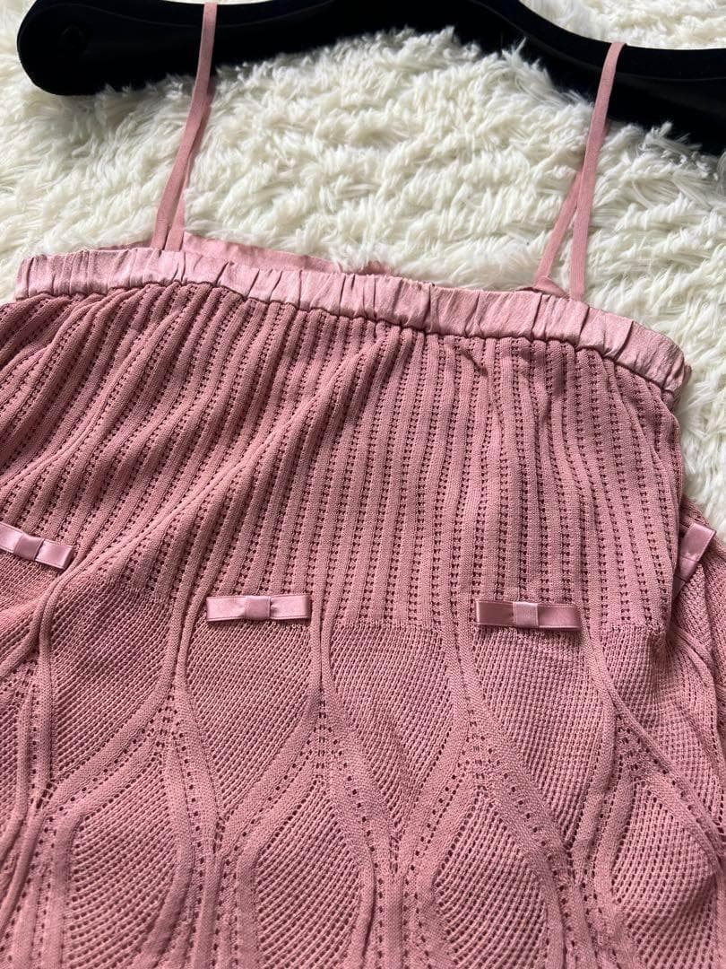 Christian Dior ディオール ニット リボン キャミソール ピンク