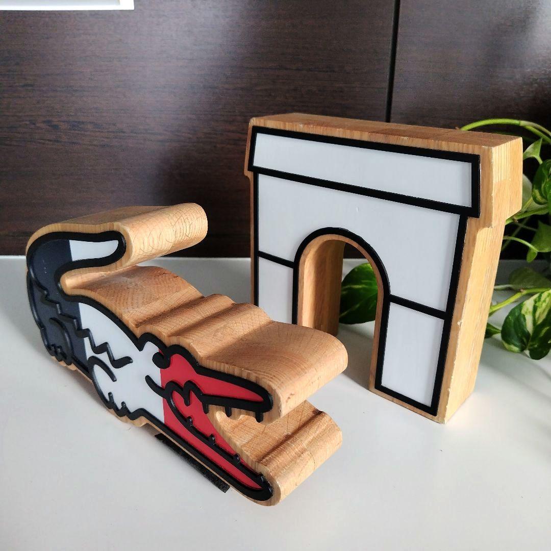 ②レア！LACOSTE 非売品 販促 店舗 木製オブジェ ワニとブリッジセット