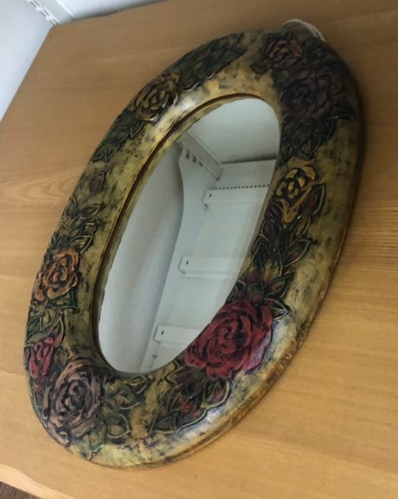 ⬛️ 稀少品！骨董品！珍品！年代物！貴重品！ 高級品⬛️ 花柄　壁掛け鏡　ミラー！⬛️