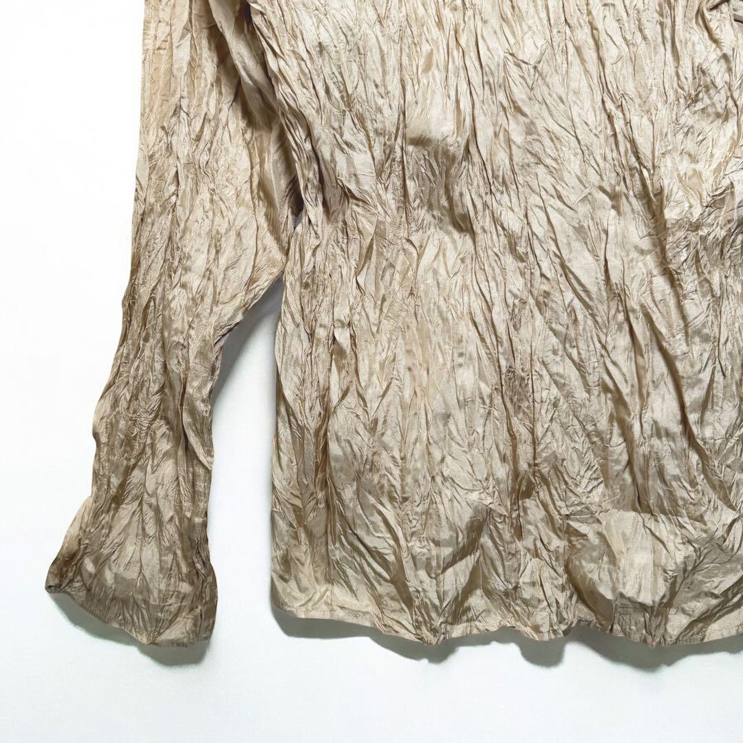 イッセイミヤケ　シワ加工　ブラウス　ベージュ M ヴィヴィアン　パンツ　 2点