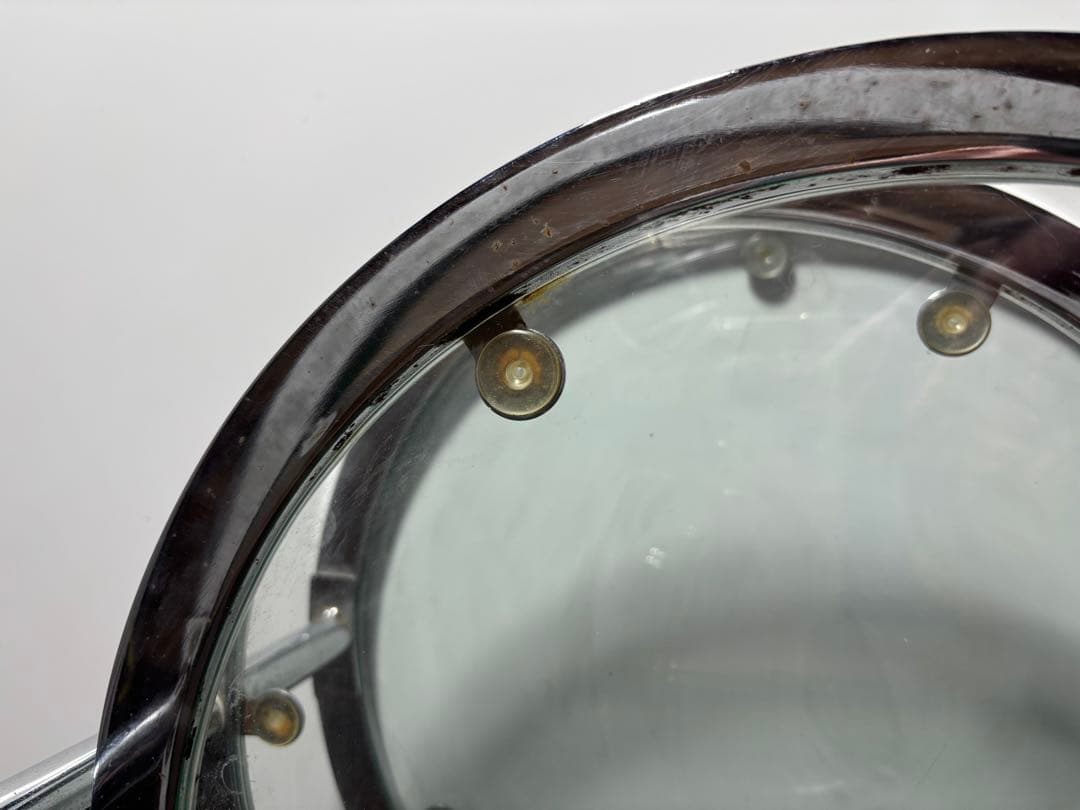 ミッドセンチュリー 4段 ガラスラウンドテーブル 可変式 レトロモダン