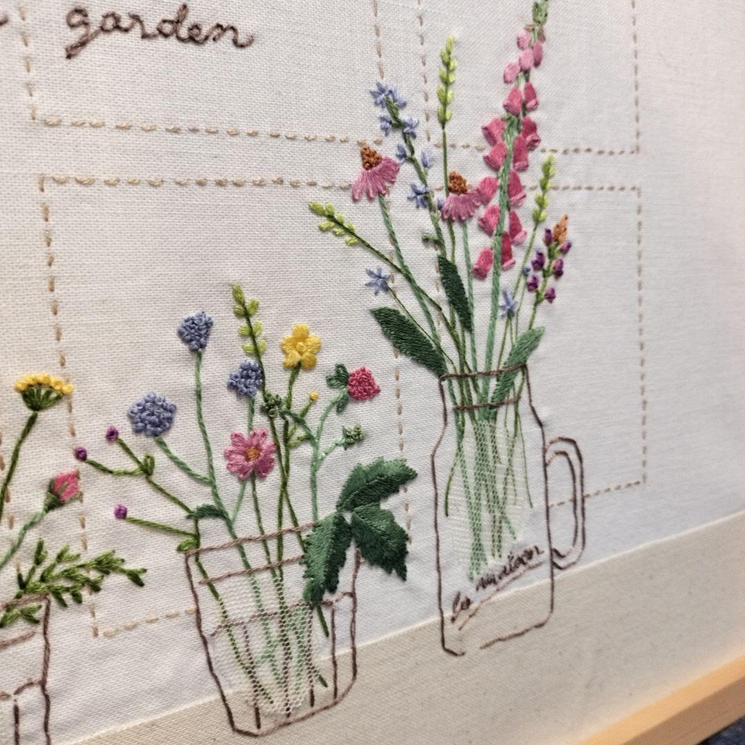 ぶるーぱんだ様　フレーム付き　窓辺のフレーム　　刺繍　完成品