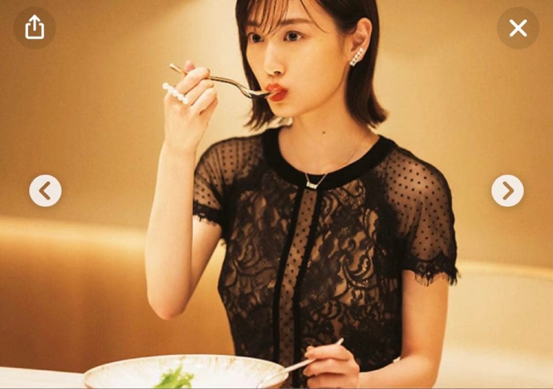 タダシショージ フラワーレース切り替えドレス ドットチュール サイズ0