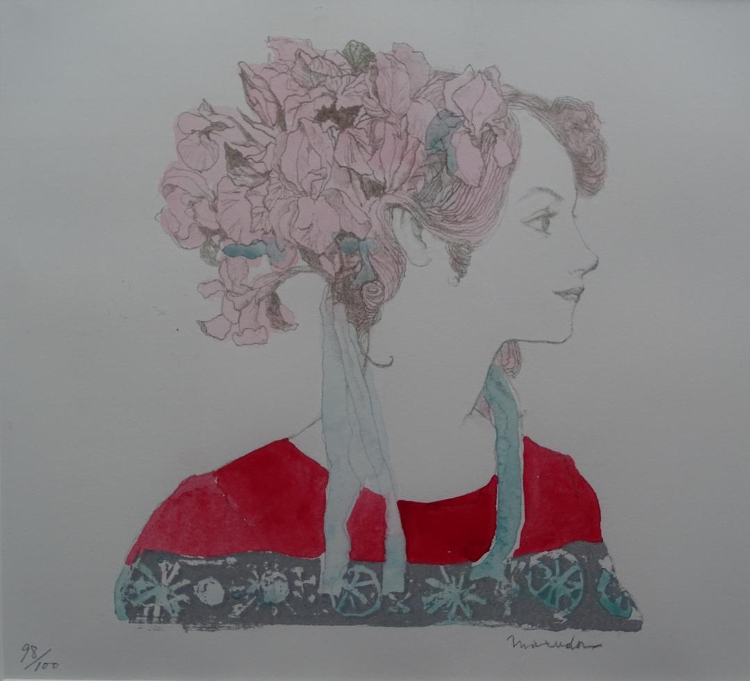 ・作者名：松田譲・画題：人物・技法：リトグラフ限定（98／100）