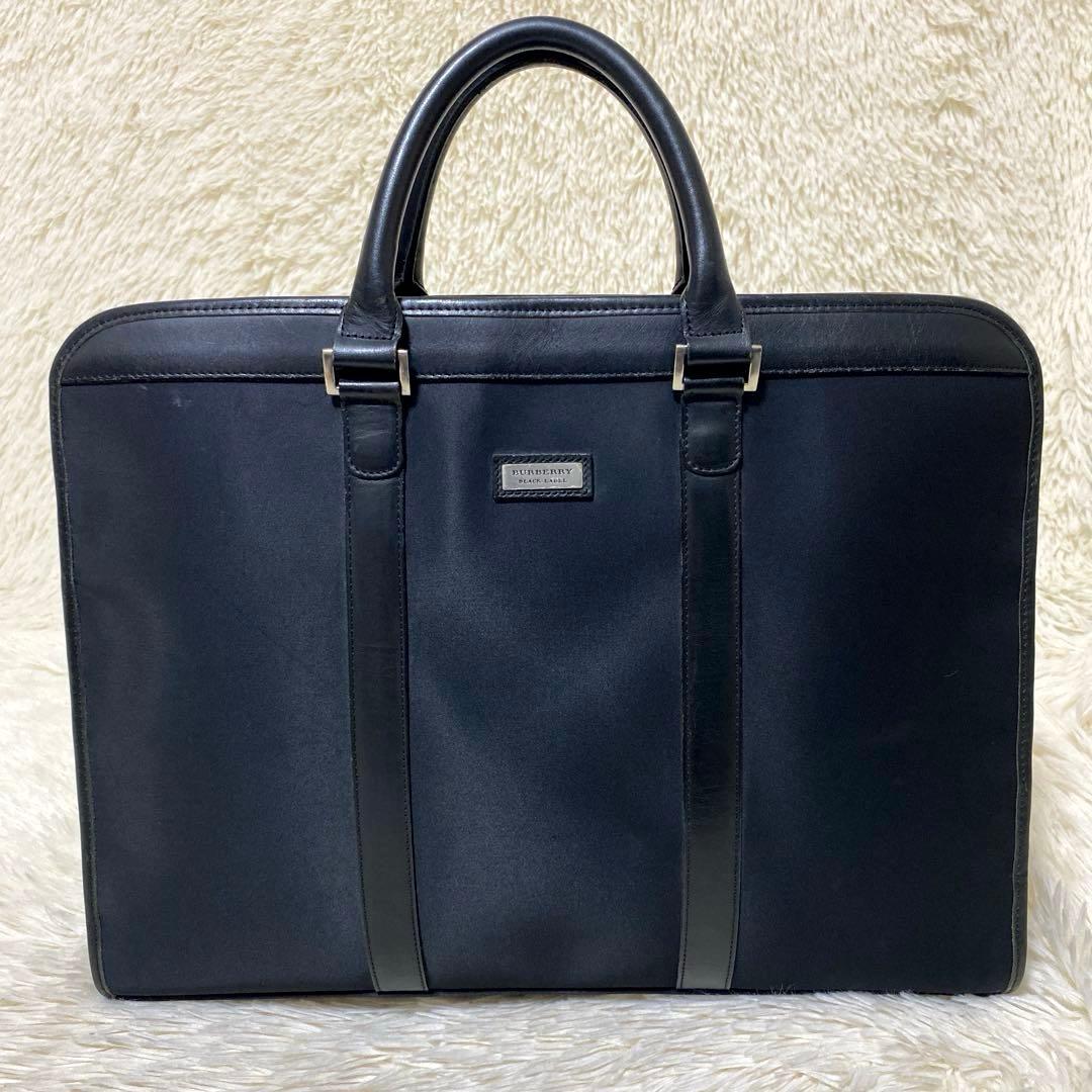 バーバリー ビジネスバッグ ノバチェック ロゴプレートナイロン レザー　ブラック