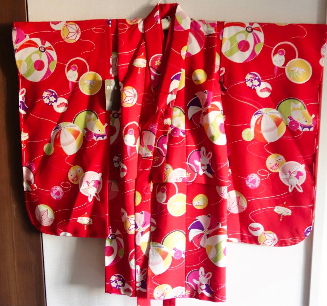 撫松庵　三つ身　未使用タグ付き　手毬とうさぎ　長襦袢セット　上代48,000円