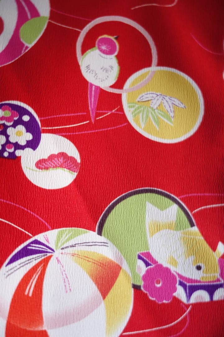 撫松庵　三つ身　未使用タグ付き　手毬とうさぎ　長襦袢セット　上代48,000円