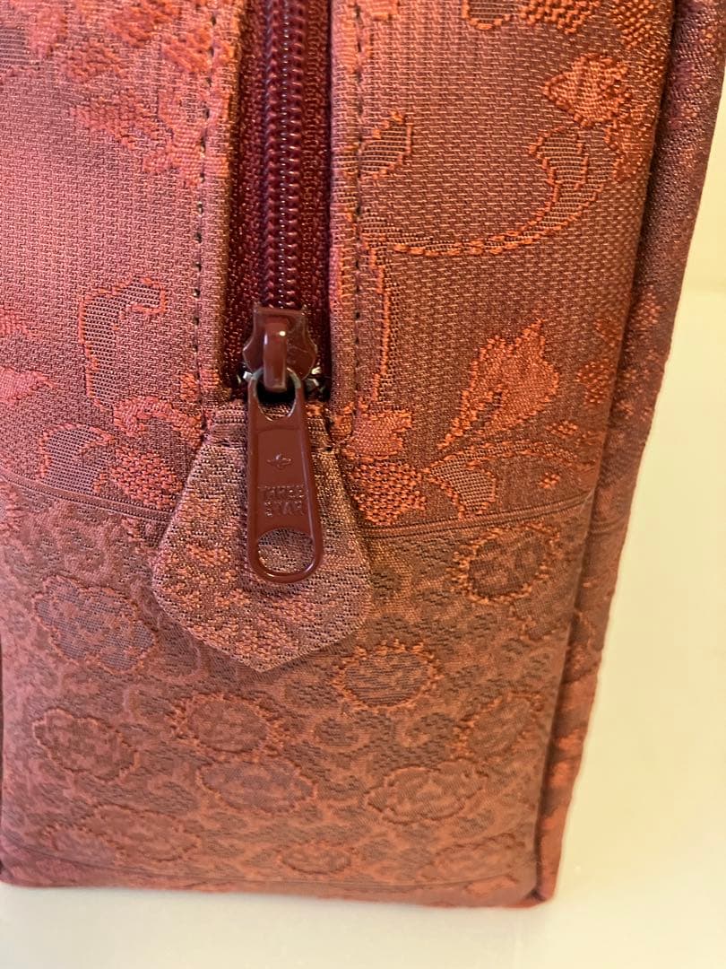 利休バッグ　花唐草模様織地