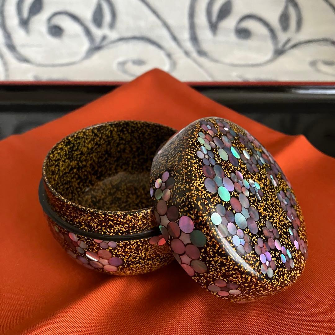 茶道具 谷俊成造 乾漆螺鈿梅鉢文棗 共箱