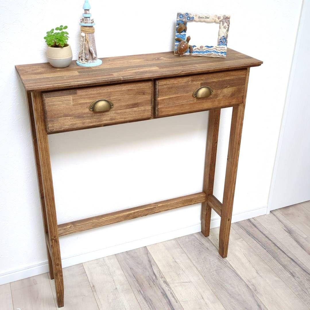 ★R★ページ 引出し付きコンソールテーブル・ワークテーブル 作業台 木製