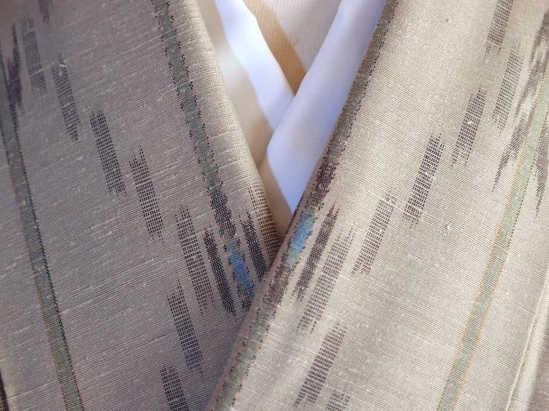 紬着物（絣文）裄68　正絹美品