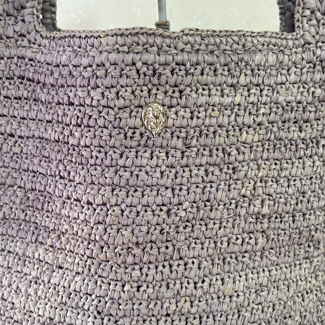 HELEN KAMINSKI ラフィアバッグ カゴバッグ レザーハンドル　グレー