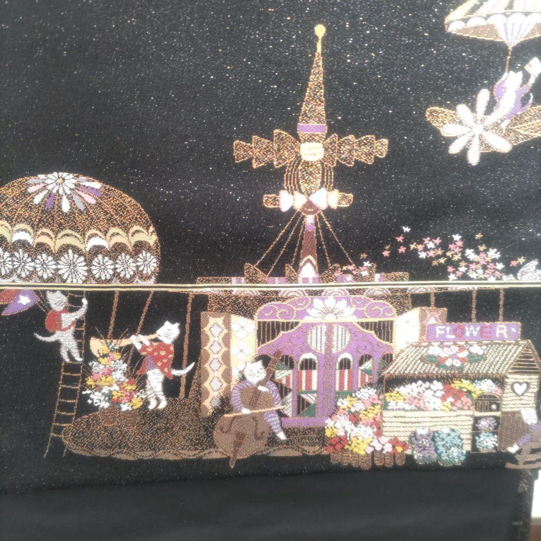 d*3様 猫柄　正絹袋帯