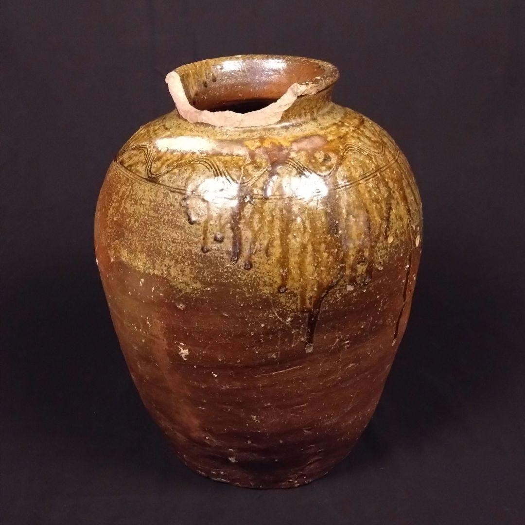 出来最高 備前 古備前 櫛目直線波状文 桂又三郎鑑定書 玉垂れ壷 窯変 室町初期