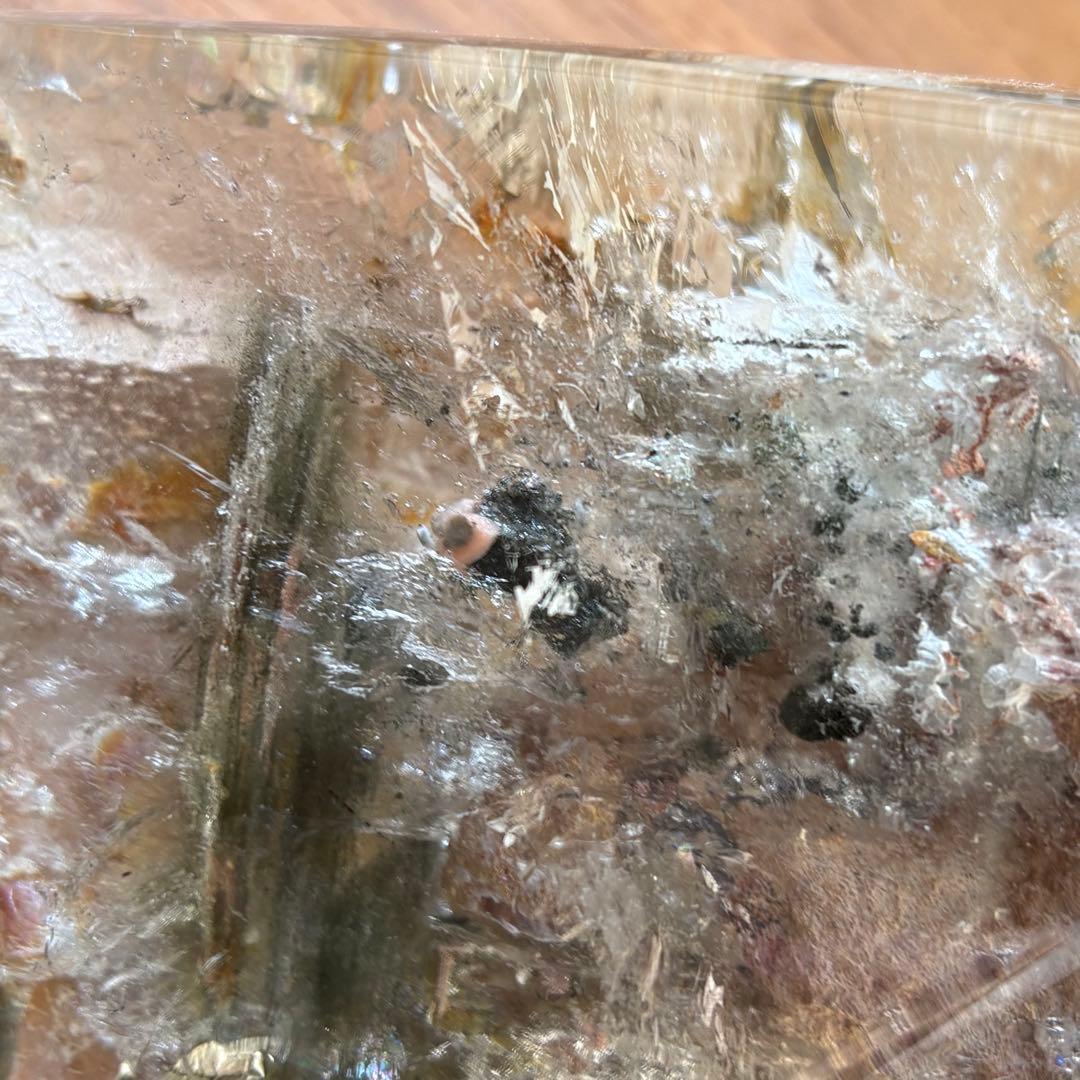 高品質 天然石 水入り流砂 四季ガーデンクォーツ原石置物900g