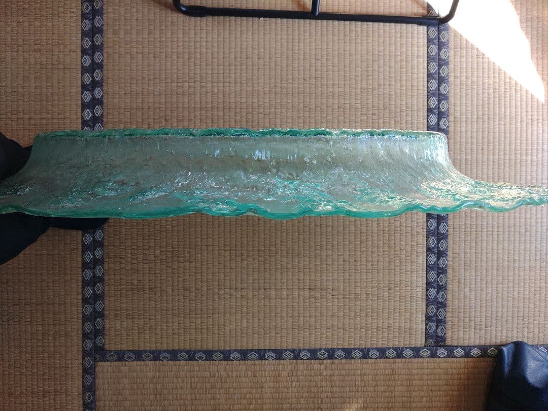 ヴィンテージ　ガラス製楕円皿　花器　水盤