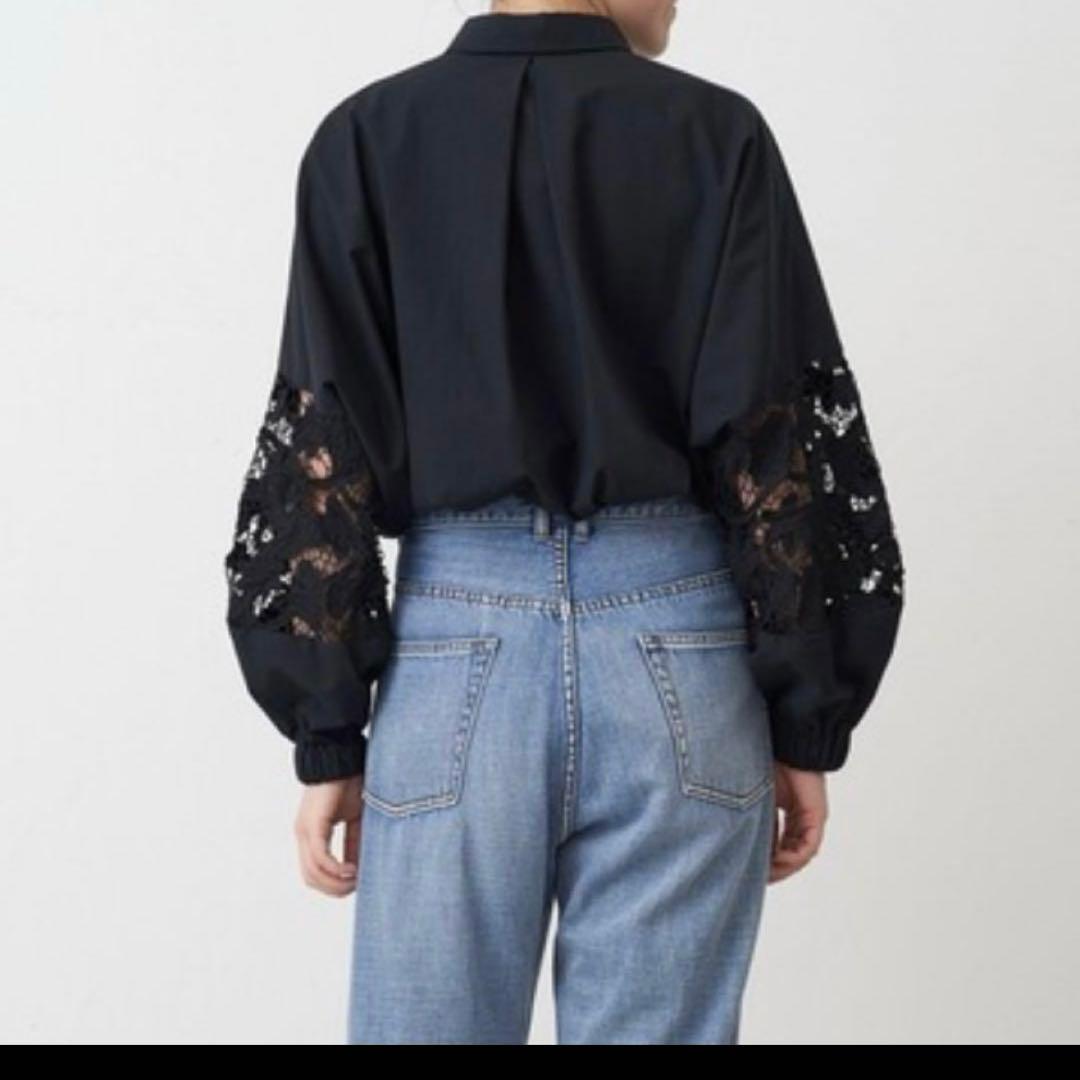 ビアズリー袖レースシャツブラックサイズフリー22AW