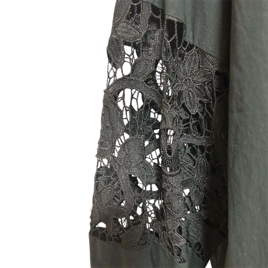 ビアズリー袖レースシャツブラックサイズフリー22AW